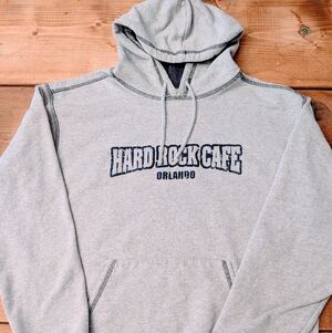 Hard Rock Cafe Gray Hoodie with Navy Accents